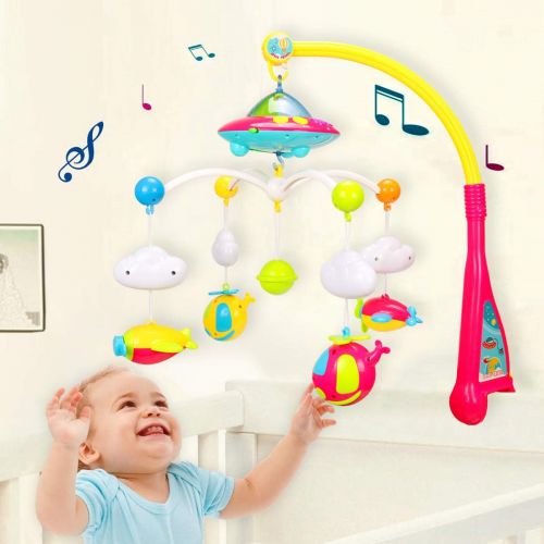  EP EXERCISE N PLAY Baby Mobiles, Crib Musical Mobiles, Nursery Bed Bell with Lights and Music, Bed Decoration Toy Hanging Rotating Rattles Toy for Infant Newborn Sleep