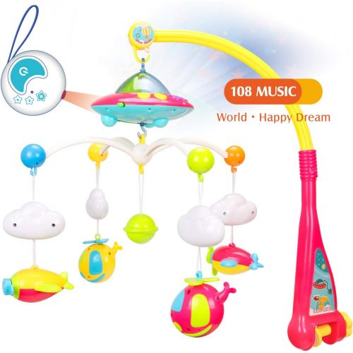  EP EXERCISE N PLAY Baby Mobiles, Crib Musical Mobiles, Nursery Bed Bell with Lights and Music, Bed Decoration Toy Hanging Rotating Rattles Toy for Infant Newborn Sleep