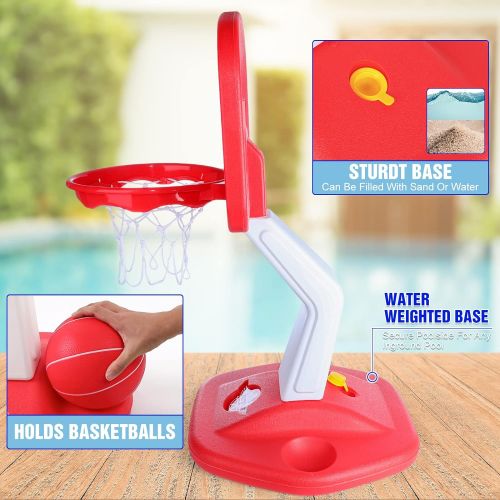  EP EXERCISE N PLAY Swimming Pool Basketball Hoop with Base,Above Ground Pool Basketball Hoop,Water Basketball Hoop for Poolside with 2 Balls and Pump,Pool Toys Game for Boys and Gi