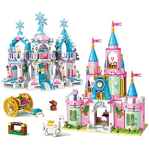  EP EXERCISE N PLAY Friends Building Blocks Toys for Girls Age 6 12 Princess Castle Building Sets for Girls Magical Ice Palace Toy Castle Blocks Kit STEM Learning Roleplay Blocks for Kids Girls Christ