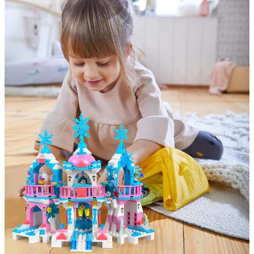  EP EXERCISE N PLAY Friends Building Blocks Toys for Girls Age 6 12 Princess Castle Building Sets for Girls Magical Ice Palace Toy Castle Blocks Kit STEM Learning Roleplay Blocks for Kids Girls Christ