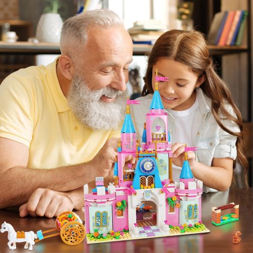  EP EXERCISE N PLAY 1186 Pieces Friends Castle Building Kit, Girls Princess Castle Magical Ice Palace Toy Building Blocks, Creative Learning Roleplay Gift for Boys Girls Aged 6 12