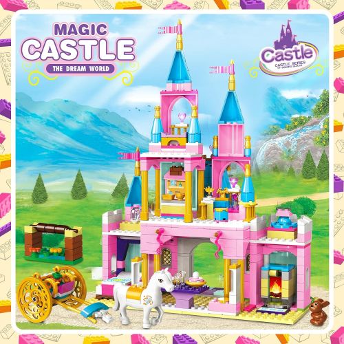  EP EXERCISE N PLAY 1186 Pieces Friends Castle Building Kit, Girls Princess Castle Magical Ice Palace Toy Building Blocks, Creative Learning Roleplay Gift for Boys Girls Aged 6 12