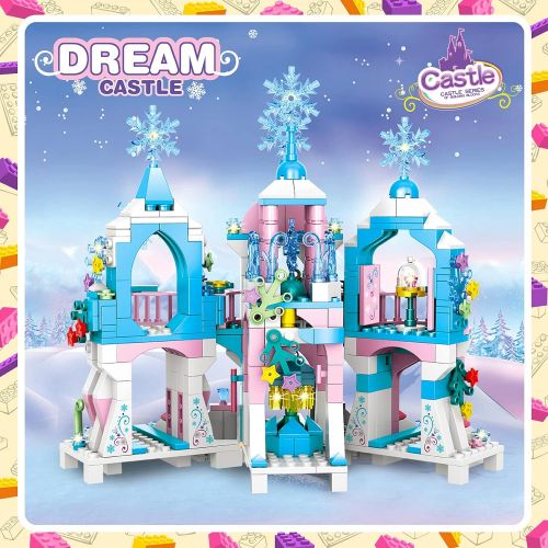  EP EXERCISE N PLAY 1186 Pieces Friends Castle Building Kit, Girls Princess Castle Magical Ice Palace Toy Building Blocks, Creative Learning Roleplay Gift for Boys Girls Aged 6 12