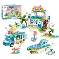 EP EXERCISE N PLAY Friends Vacation Tour Building Kit Featuring Beach House, City Ice-Cream Truck, Yacht and Animal Toys, STEM Toy Roleplay Gift for Kids Boys Girls Aged 6-12 (948 Pieces)
