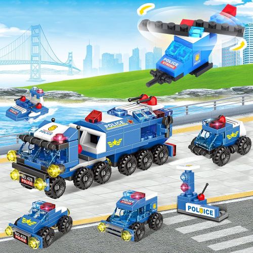  EP Exercise N Play Exercise N Play 1062 Pieces Building Blocks Cars Sets for Kids, 28 Models City Police Truck Building Kit Toys with Storage Box for Boys Girls Toddlers Age 6-12 Christmas Birthday G