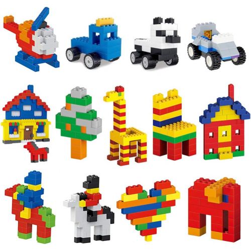  EP Exercise N Play Exercise N Play 560 Piece Building Bricks Kit with Wheels, Tires, Axles, Windows and Doors Pieces - Classic Colors - Compatible with All Major Brands Include Mesh Bag