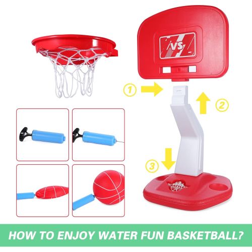  EP EXERCISE N PLAY Pool Basketball Hoops, Swimming Pool Basketball Game for Swimming Pool Party Indoor Outdoor, Include Poolside Basketball Hoop, 2 Balls and Hand Pump