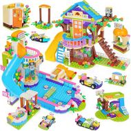 EP EXERCISE N PLAY Tree House Building Kit, Summer Pool Party Toy Building Set, Creative Construction Play Set - Portable Storage Box with Base Plates Lid - Present Gift for Kids Boys Girls Ages 6-12