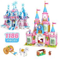 EP EXERCISE N PLAY 1186 Pieces Friends Castle Building Kit, Girls Princess Castle Magical Ice Palace Toy Building Blocks, Creative Learning Roleplay Gift for Boys Girls Aged 6-12