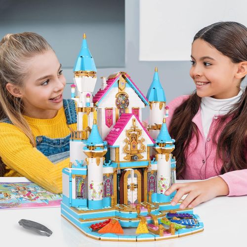  EP EXERCISE N PLAY Friends Flower Castle Building Kit, 1117 Pieces Girls Princess Castle Building Blocks Toys, Creative Construction STEM Building Toys, Best Learning Roleplay Gift for Boys and Girls