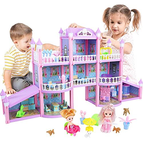  EP EXERCISE N PLAY Dream House Doll House Set, Pink DIY Dollhouse Big Toy