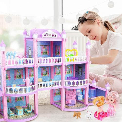  EP EXERCISE N PLAY Dream House Doll House Set, Pink DIY Dollhouse Big Toy