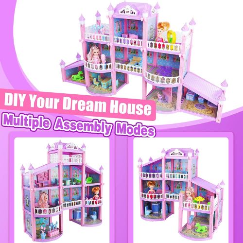  EP EXERCISE N PLAY Dream House Doll House Set, Pink DIY Dollhouse Big Toy