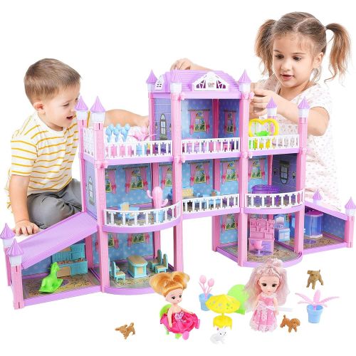  EP EXERCISE N PLAY Dream House Doll House Set, Pink DIY Dollhouse Big Toy