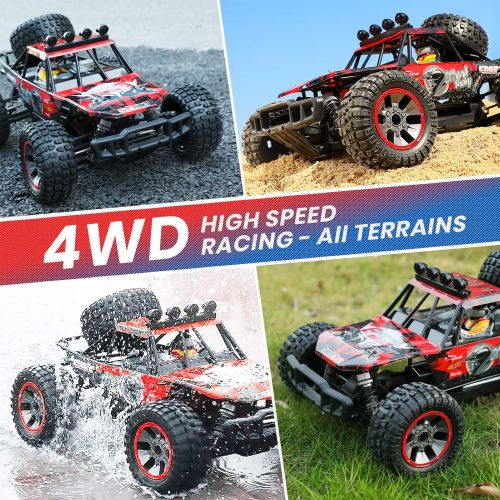  EP EXERCISE N PLAY RC Cars, 1/10 Scale Large High-Speed Remote Control Car for Adults Kids, 48+ kmh 4WD 2.4GHz Off-Road Monster RC Truck, All Terrain Electric Vehicle Toys Boys Gift with 2 Batteries