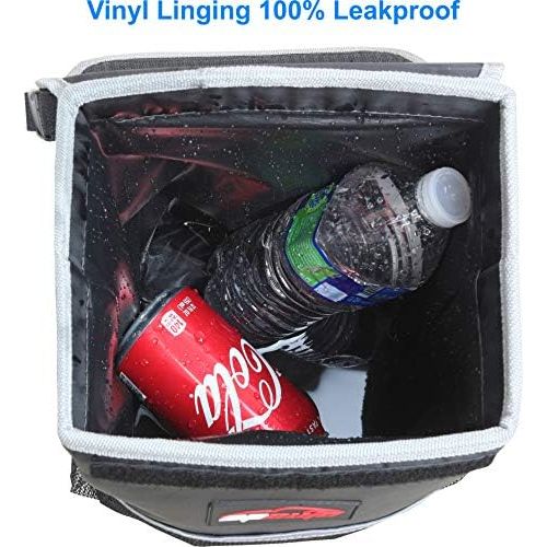  EPAuto Waterproof Car Trash Can with Lid and Storage Pockets, Black