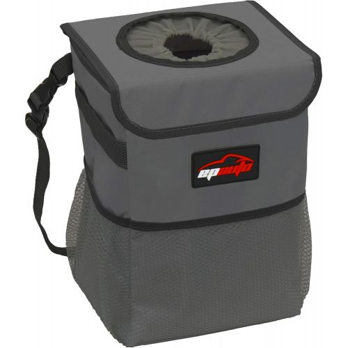  EPAuto Waterproof Car Trash Can with Lid and Storage Pockets, Dark Grey