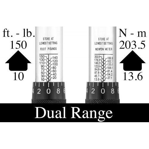  EPAuto 1/2-inch Drive Click Torque Wrench, 10~150 ft./lb, 13.6~203.5 N/m