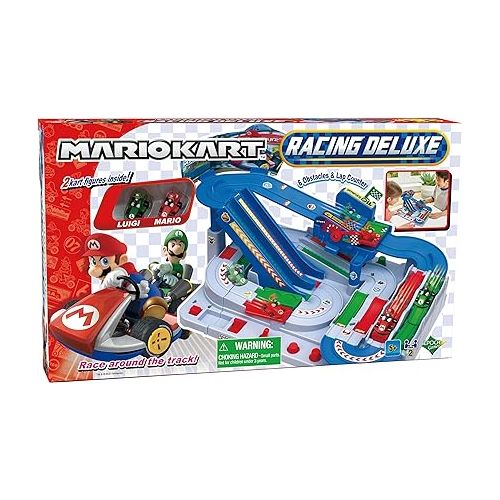  EPOCH Games Mario Kart™ Racing Deluxe, Vehicle Obstacle Course with Mario and Luigi Kart Figures for Ages 5+, Multicolor