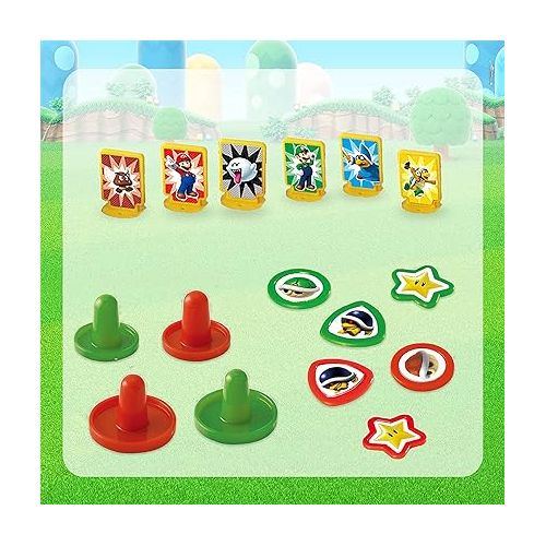  EPOCH Games Super Mario Air Hockey, Tabletop Skill and Action Game with Collectible Super Mario Action Figures