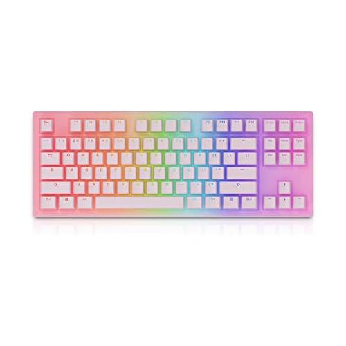  EPOMAKER AKKO Sakura 87 Keys RGB Wired Mechanical Keyboard with Acrylic Translucent Case, PBT Pudding Keycaps for Gaming/Mac/Win (Gateron Pink Switch, Sakura)