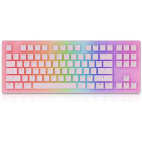  EPOMAKER AKKO Sakura 87 Keys RGB Wired Mechanical Keyboard with Acrylic Translucent Case, PBT Pudding Keycaps for Gaming/Mac/Win (Gateron Pink Switch, Sakura)