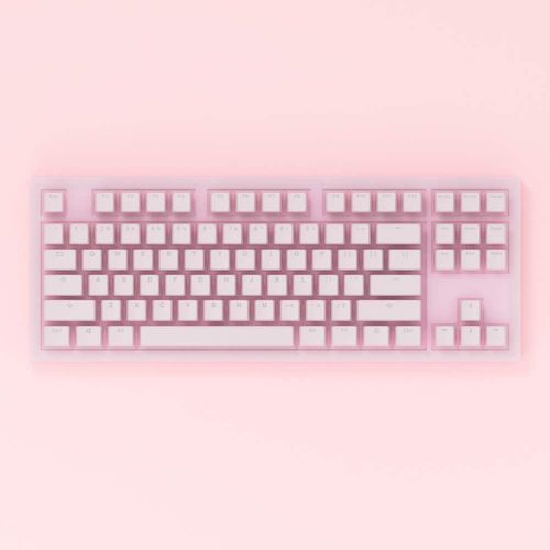  EPOMAKER AKKO Sakura 87 Keys RGB Wired Mechanical Keyboard with Acrylic Translucent Case, PBT Pudding Keycaps for Gaming/Mac/Win (Gateron Pink Switch, Sakura)