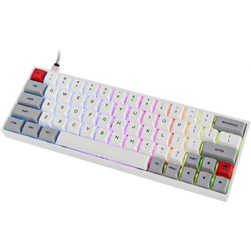  EPOMAKER SKYLOONG SK64 64 Keys Hot Swappable Mechanical Keyboard with RGB Backlit, PBT Keycaps, Arrow Keys for Win/Mac/Gaming (Gateron Optical Red, Grey White)