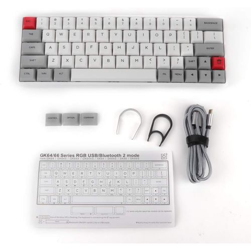  EPOMAKER SKYLOONG SK64 64 Keys Hot Swappable Mechanical Keyboard with RGB Backlit, PBT Keycaps, Arrow Keys for Win/Mac/Gaming (Gateron Optical Red, Grey White)