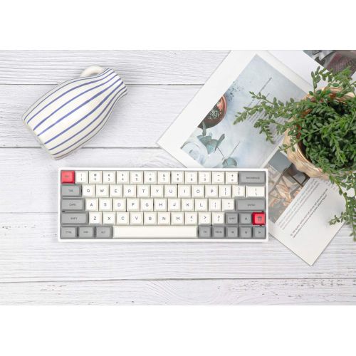  EPOMAKER SKYLOONG SK64 64 Keys Hot Swappable Mechanical Keyboard with RGB Backlit, PBT Keycaps, Arrow Keys for Win/Mac/Gaming (Gateron Optical Red, Grey White)