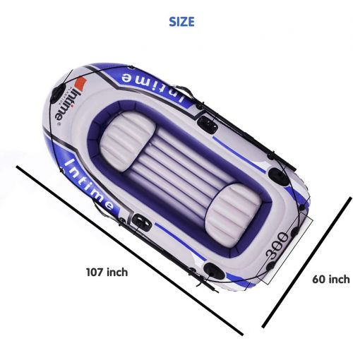  EPROSMIN 4 Person Inflatable Boat Canoe - 【Blue+Gray】 9FT Raft Inflatable Kayak with Air Pump Rope Paddle 【US in Stock】 2,3 or 4 Person Boat for Adults and Kids, Portable Fishing B