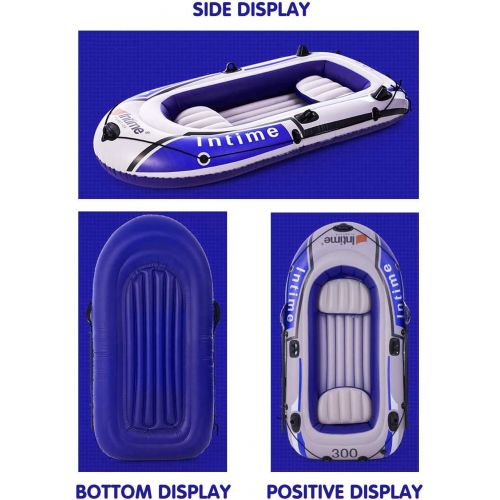  EPROSMIN 4 Person Inflatable Boat Canoe - 【Blue+Gray】 9FT Raft Inflatable Kayak with Air Pump Rope Paddle 【US in Stock】 2,3 or 4 Person Boat for Adults and Kids, Portable Fishing B