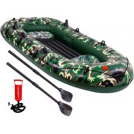 EPROSMIN 4 Person Inflatable Boat Canoe - 9FT Raft Inflatable Kayak with Air Pump Rope Paddle 2,3 or 4 Person Boat for Adults and Kids, Portable Camouflage Fishing Boat