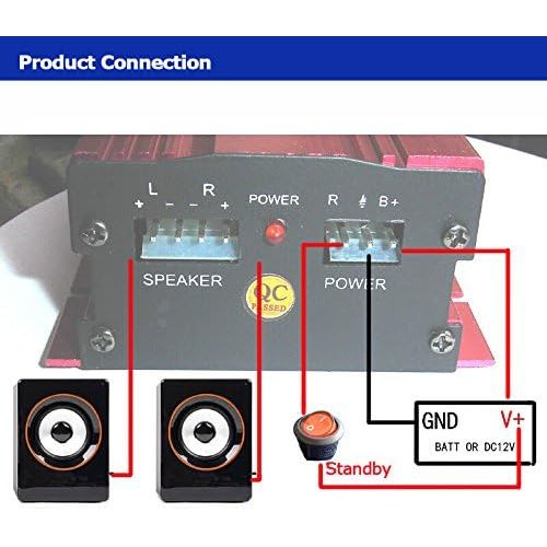  [아마존베스트]EPathChina 500W 2-Channel Mini Hi-Fi Car Stereo Audio Amplifier, MA-150 DC9-15V AMP Electrical Portable DIY Amplifier Subwoofer for Speaker Auto Car Motorcycle Tablet PC TV Laptops