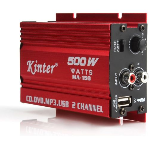  [아마존베스트]EPathChina 500W 2-Channel Mini Hi-Fi Car Stereo Audio Amplifier, MA-150 DC9-15V AMP Electrical Portable DIY Amplifier Subwoofer for Speaker Auto Car Motorcycle Tablet PC TV Laptops