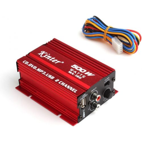  [아마존베스트]EPathChina 500W 2-Channel Mini Hi-Fi Car Stereo Audio Amplifier, MA-150 DC9-15V AMP Electrical Portable DIY Amplifier Subwoofer for Speaker Auto Car Motorcycle Tablet PC TV Laptops