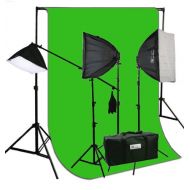EPhotoInc ePhoto ChromaKey Green Screen Background Stands with 2400 Watt Video Photography Studio Hair Boom Lighting Kit Case H9004SB269G