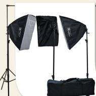 EPhotoinc ePhoto 10 X 20 Large White Muslin Support Stands 3 Point Continuous Video Photography Studio Hair Lighting Kit H9004SB-1020W