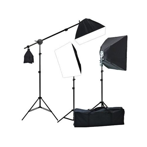  EPhotoinc ePhoto Digital Photography Warm Film Video 3200K Lighting 2400 Watt THREE Softbox Lighting & Boom Hair 3200K Warm Light Kit H9004SB2 3200K