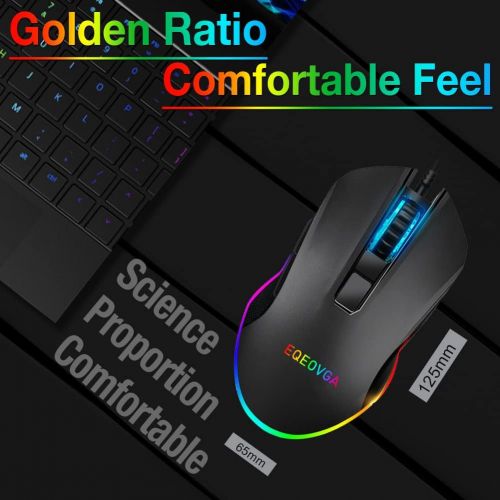  EQEOVGA K50L One Hand Gaming Keyboard and Mouse Combo, 35 Keys Wired Mechanical Feel RGB Backlit Half Keyboard and Mouse Gaming, Support Wrist Rest, USB Wired Gaming Mouse for Gami