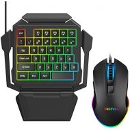 EQEOVGA K50L One Hand Gaming Keyboard and Mouse Combo, 35 Keys Wired Mechanical Feel RGB Backlit Half Keyboard and Mouse Gaming, Support Wrist Rest, USB Wired Gaming Mouse for Gami