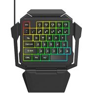 EQEOVGA One Hand Gaming Keyboard, RGB Backlit 35 Keys Portable Mini Gaming Keyboard USB Wired with Wrist Rest, Half Gaming Keyboard Suitable for Gaming