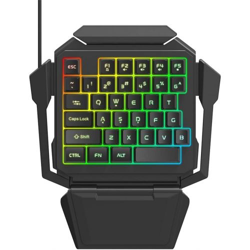  EQEOVGA One Hand Gaming Keyboard, RGB Backlit 35 Keys Portable Mini Gaming Keyboard USB Wired with Wrist Rest, Half Gaming Keyboard Suitable for Gaming