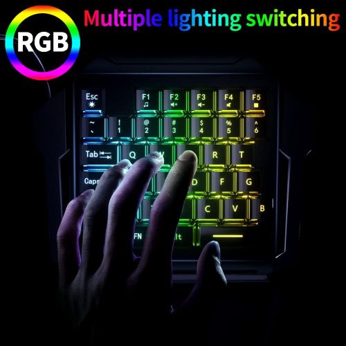  EQEOVGA One Hand Gaming Keyboard, RGB Backlit 35 Keys Portable Mini Gaming Keyboard USB Wired with Wrist Rest, Half Gaming Keyboard Suitable for Gaming