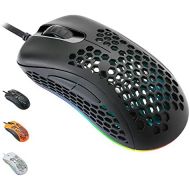 [아마존베스트]EQEOVGA D10 RGB Lightweight Gaming Mouse PMW3325 12000DPI Optical Sensor with Lightweight Honeycomb Shell Ultralight Ultraweave Cable (65G)-Black