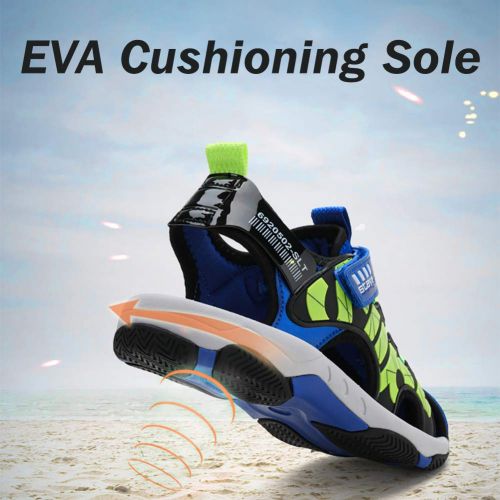  EQUICK Boys Girls Outdoor Closed-Toe Sport Sandals Kids Breathable Mesh Beach Water Athletic Shoes(Toddler/Little Kid/Big Kid) from