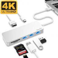 USB C Hub, EQUIPD 7 IN 1 Aluminum Type C Adapter with USB C Charging Port, 4K HDMI Output, 1 USB 3.02 USB 2.0 Ports, SDmicroSD Card Reader for MacBook Pro 13 15 201520162017 an