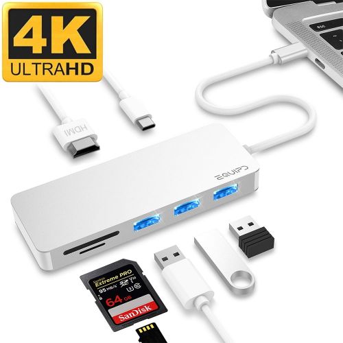  USB C Hub, EQUIPD 7 IN 1 Aluminum Type C Adapter with USB C Charging Port, 4K HDMI Output, 1 USB 3.02 USB 2.0 Ports, SDmicroSD Card Reader for MacBook Pro 13 15 201520162017 an