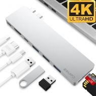 4K HDMI Combo Hub Adapter for MacBook Pro 13 & 15 20162017, EQUIPD Aluminum 8 in 1 USB Type C Charging Port, Thunderbolt 3 port, MicroSDSDHCSDXC Card Reader, 3 USB 3.0 Ports - S